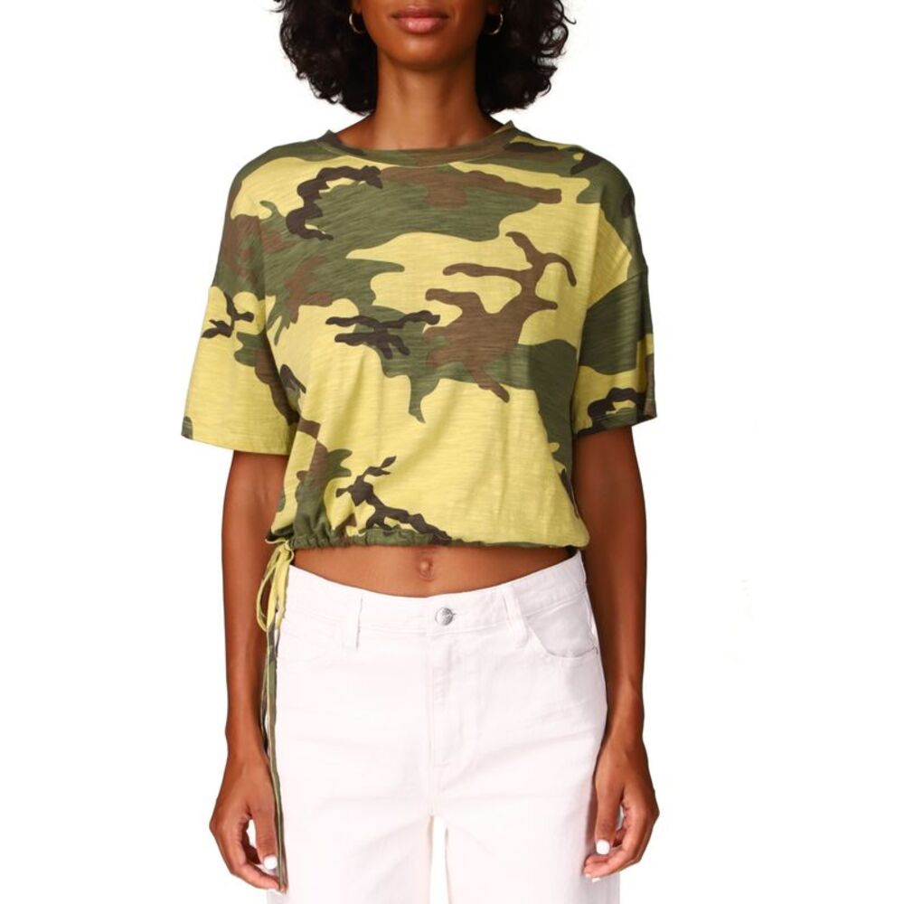 Sanctuary Drawstring Tee In Moss Camo - L